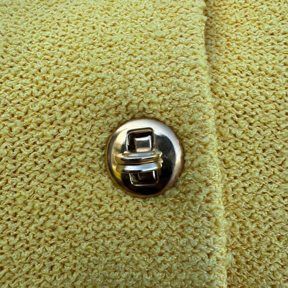 St. John 8 Skirt Suit Yellow Tweed Knit Gold Turn-Lock Jacket Pencil Mini Set - Picture 8 of 16